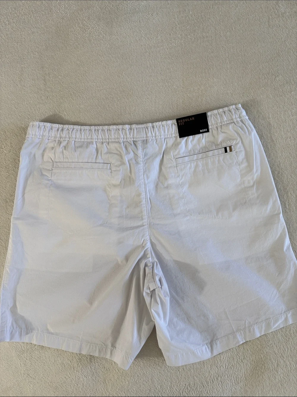 BOSS White Elastic Waist Drawstring Shorts